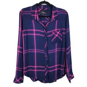 Rails Hunter Navy Lipstick Plaid Flannel Shirt M